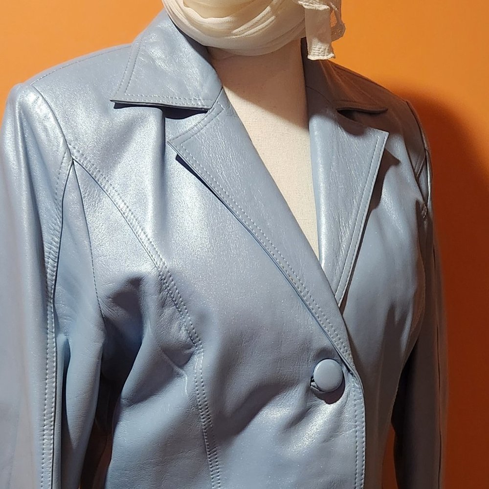 AUSTIN  REED leather jacket size 12  & free scarf - Picture 2 of 13